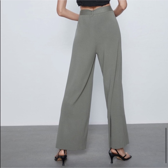 ZARA BNWT Wide Leg Belted Knit Pants - Picture 7 of 8